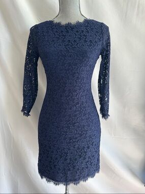 Diane von Furstenberg Zarita Lace Dress in Midnight Navy
